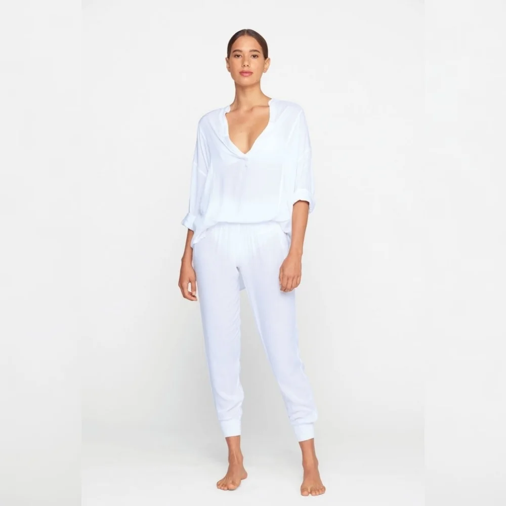 MIKOH // white low plunge relaxed fit resort style top - Picture 9 of 14